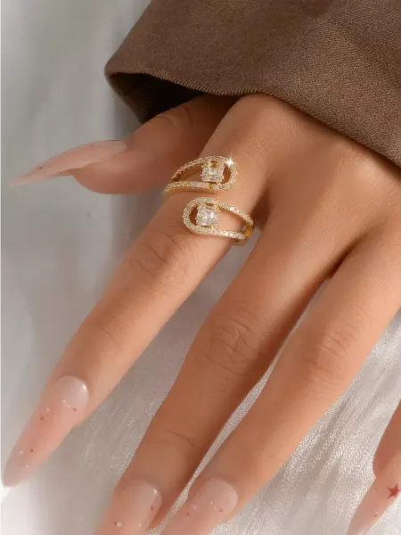 LoveBijou Кольцо женское бижутерия позолоченное с камнями