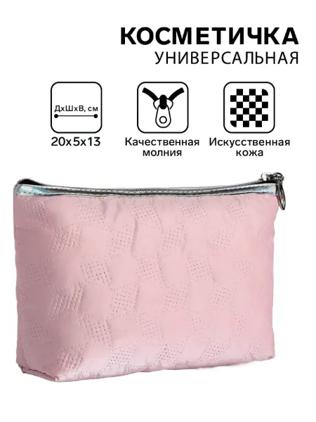 Lucky Nail Косметичка на молнии простая, мягкая, розовая