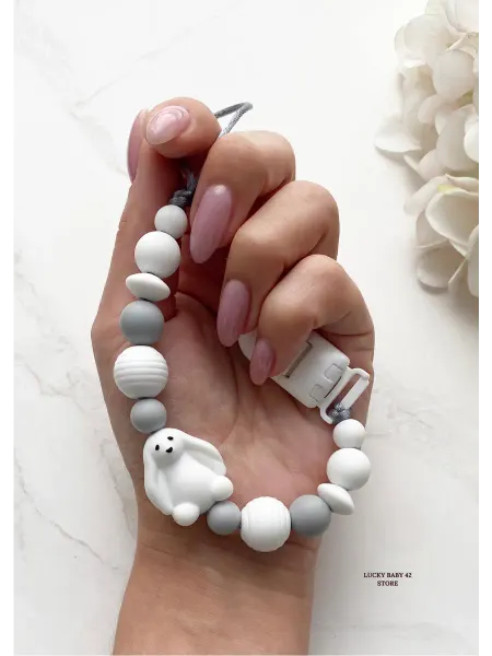 LUCKY_BABY_42_STORE Держатель для соски пустышки с зайцем