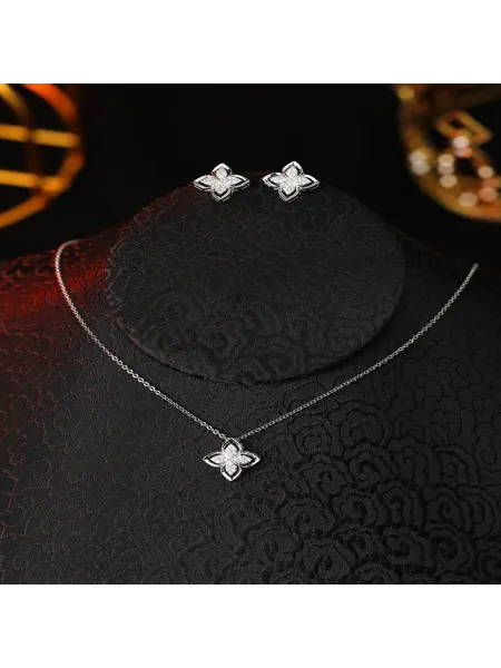 Luckys shop Серьги и цепочка с подвеской четырехлистник