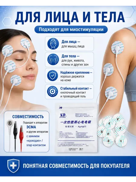 LUKSMITOR Электроды для миостимуляции для лица и тела. 50 штук