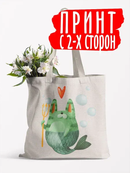 Luzimuzi Сумка шоппер хозяйственная Пластилин Кот Нептун