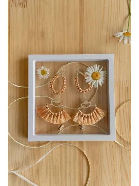 A.r.t.macrame Серьги из рафии с гипоаллергенными швензами