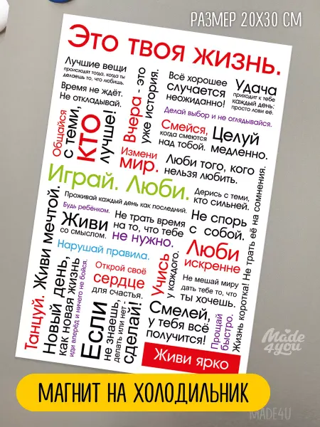 Made4U Большой магнит на холодильник правила дома подарок