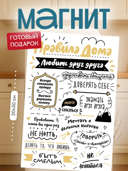 Made4U Прикольный магнит на холодильник правила дома нашей семьи