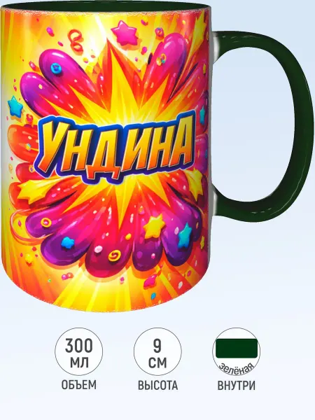 MadePrint Кружка именная Ундина - красная внутри и ручка