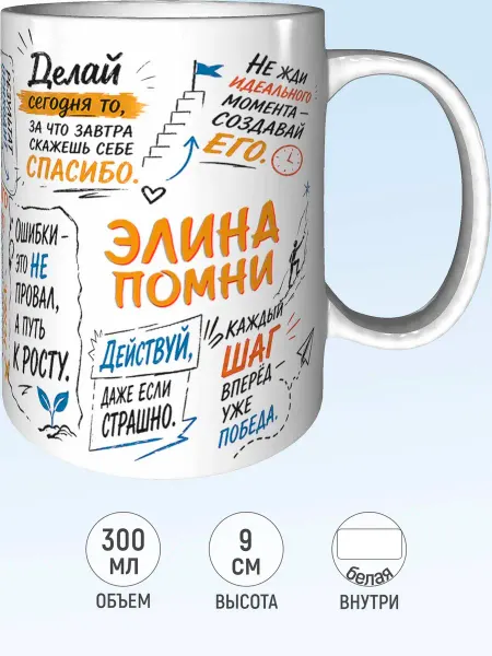 MadePrint Кружка мотивационная Элина - белая внутри