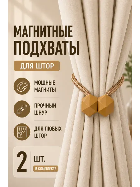 Mall Подхват для штор магнитный, горчичный, 2 штуки
