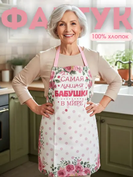 MamSi Фартук кухонный поварской подарок бабушке для дома