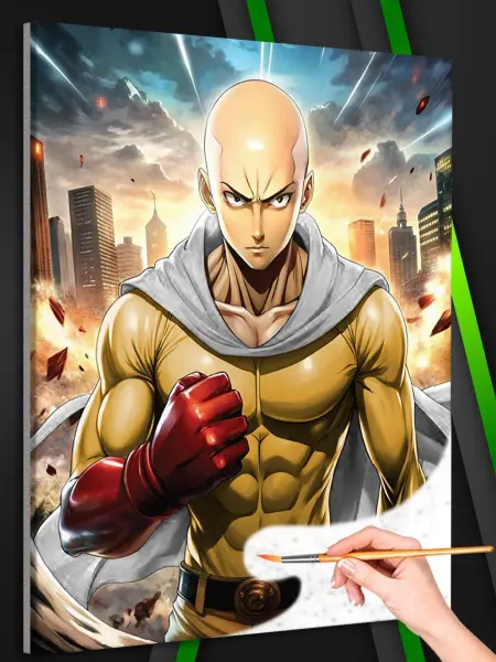 Живопись по номерам Картина по номерам Ванпанчмен One Punch Man Фубуки