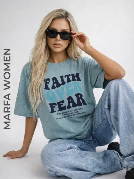 MARFAWOMEN Футболка однотонная варенка оверсайз с принтом