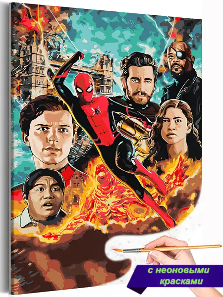 Живопись по номерам Картина по номерам Человек паук и супергерои Marvel Плакат