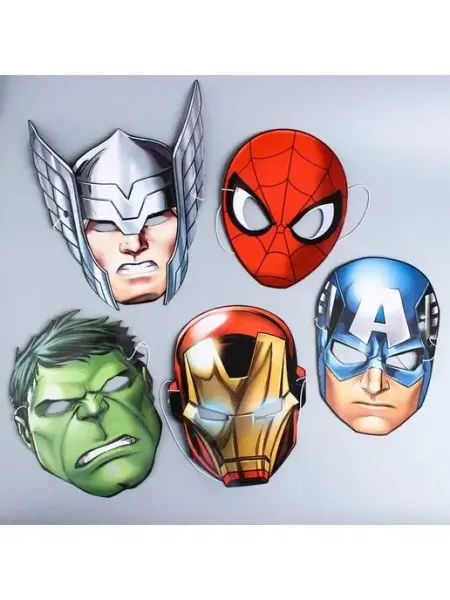 MARVEL Маска карнавальная Мстители набор 5 штук