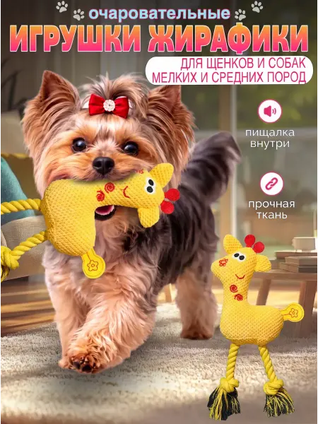 Игрушка для щенков и собак мелких пород пищалка канатики