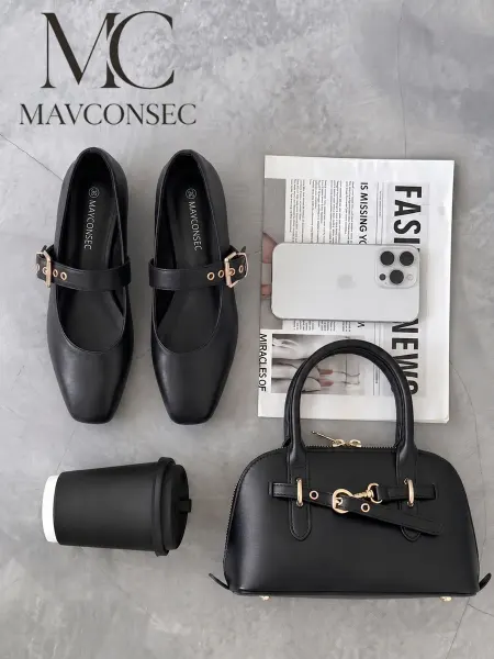 MAVCONSEC Туфли классические на низком каблуке балетки кожаные