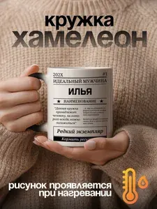 Кружка хамелеон идеальный мужчина Илья, подарок, именная, 1 шт, 330 мл