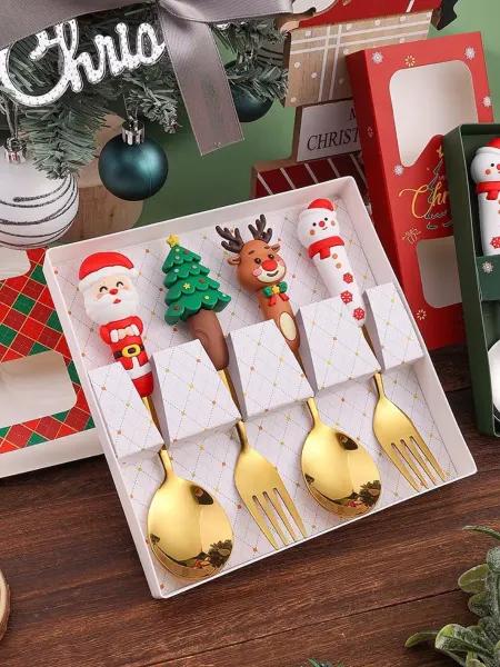 MIRAL New Year Новогодний набор золотых столовых приборов 4 шт