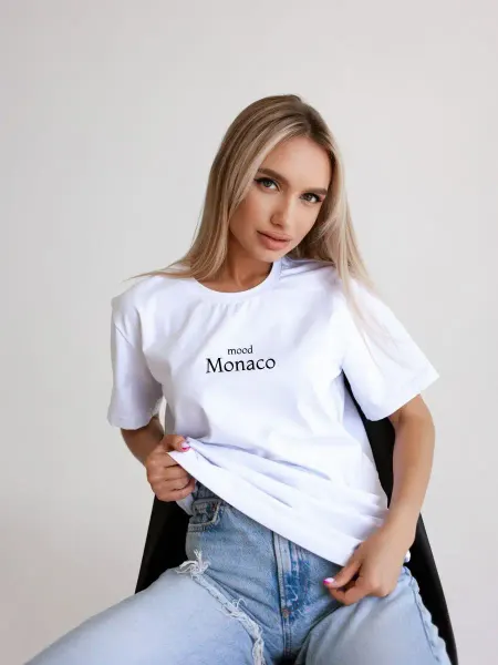 PRINT.RUSSIA Футболка базовая оверсайз с надписью "mood Monaco"