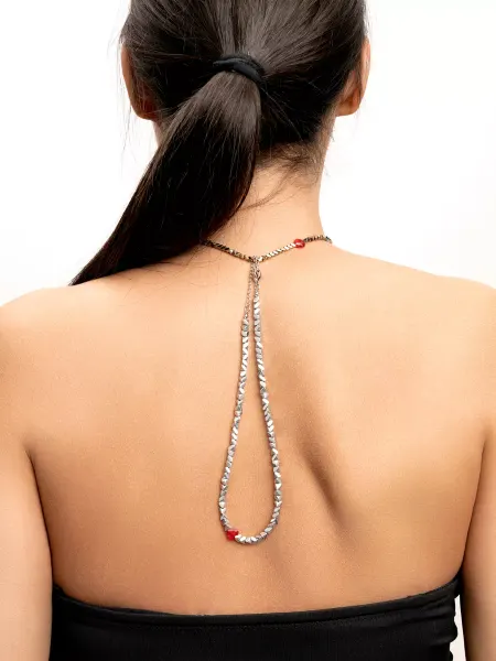 MoonWolf_jewelry Чокер из гематита с камнем красным swarovski