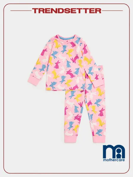 Mothercare Пижама детская кофта и брюки костюм с принтом Кролики хлопок