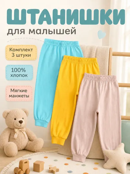 MukSO Штанишки брюки ползунки для новорожденных набор 3 штуки