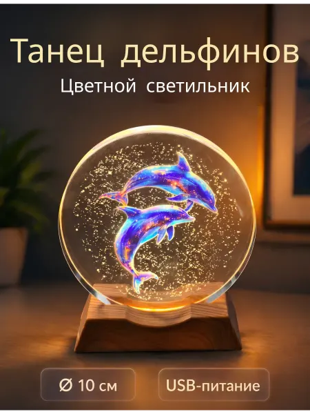 NeboDeco Танец дельфинов светильник ночник цветной декоративный