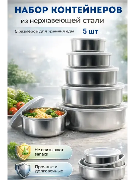 Nib37 Контейнеры для хранения продуктов набор нержавеющая сталь
