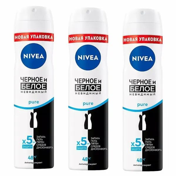 Дезодорант-антиперспирант спрей NIVEA Pure, 5шт D