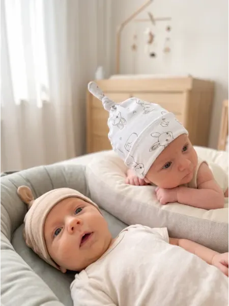 Noellebaby Набор шапочек для новорожденных Чепчик c узелком 2шт