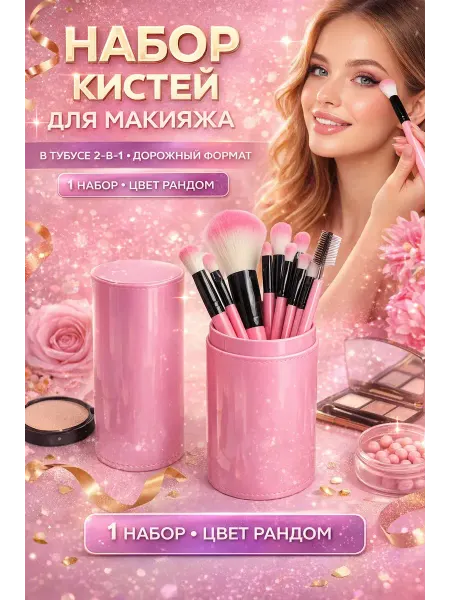 OLBYDI1 Кисти для макияжа набор в футляре стакан с крышкой 12 штук