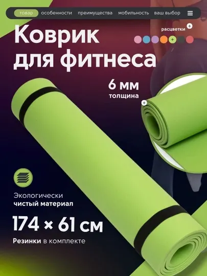 Коврик для йоги, фитнеса, мягкий, нескользящий спортивный мат