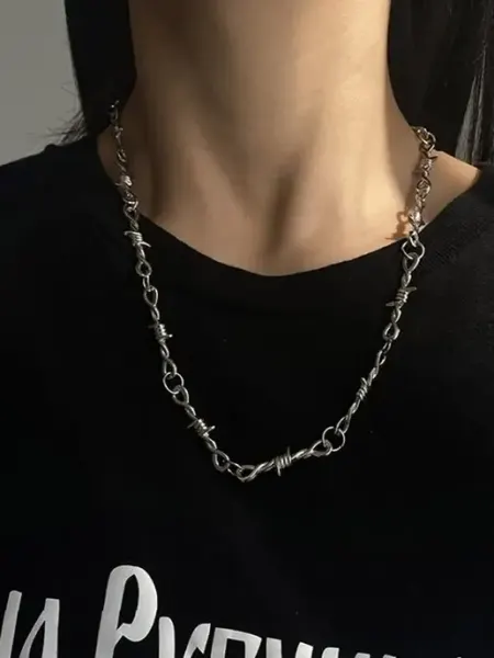 Soul Sister Outlet Цепочка колючая проволока на шею бижутерия y2k