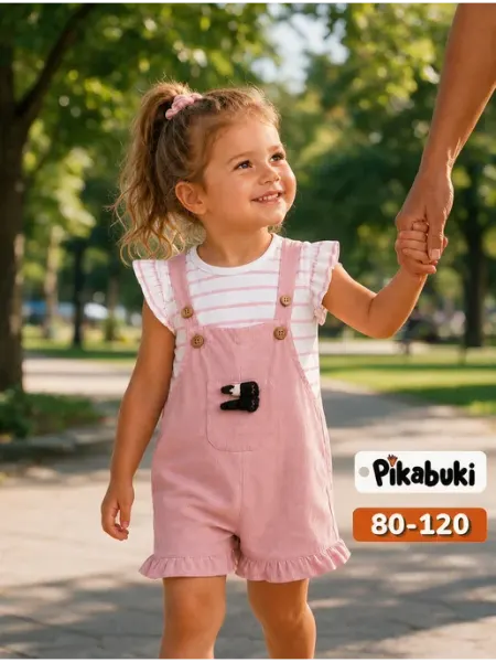 PIKABUKI Костюм детский двойка летний футболка с комбинезоном