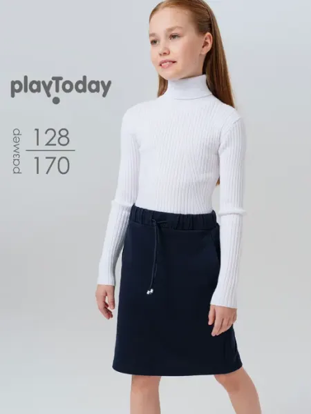 PlayToday Юбка трикотажная школьная форма прямого силуэта на резинке