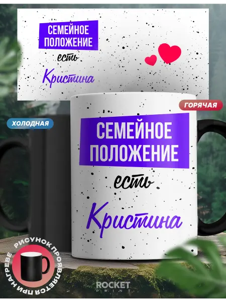 Rocket Print Кружка хамелеон Семейное положение есть Кристина подарок