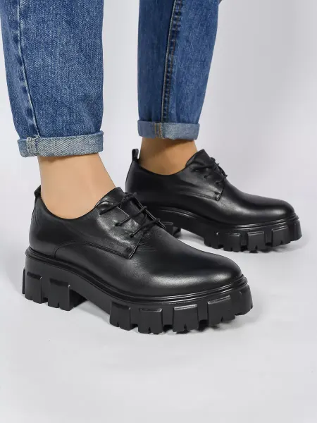 RIBBICA SHOES Полуботинки женские на платформе кожаные