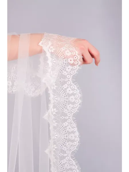 Romantic Wedding Длинная фата с тонким кружевом на гребне двухслойная перекид