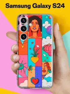 Силиконовый чехол на Samsung S24 Поп-арт коллаж для Самсунг С24