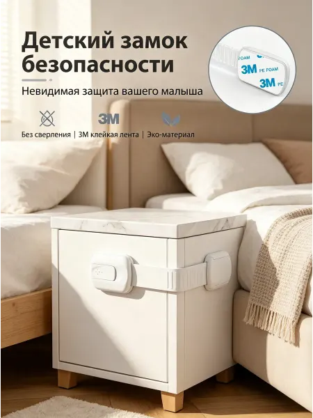 SAFELY Блокиратор от детей на мебель, защита на шкаф и ящики, 6 шт