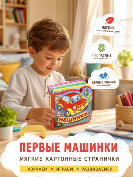 Умка Книга про машины мягкая книжка пазл для малышей развивающая
