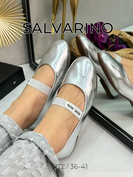 Salvarino Балетки туфли на низком каблуке блестящие мэри джейн