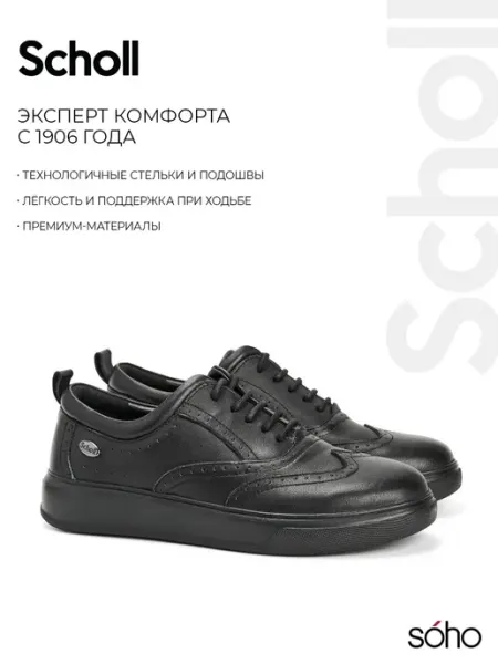 SCHOLL Кеды черные из натуральной кожи с анатомической стелькой