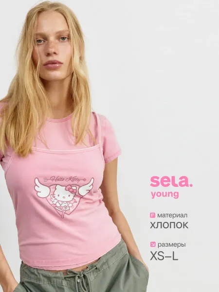 SELA Футболка с майкой на бретелях из линейки Young