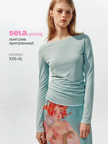 SELA Лонгслив приталенный женский из линейки Young