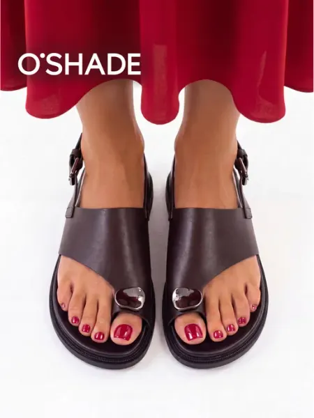 O`SHADE Босоножки летние без каблука вьетнамки через палец