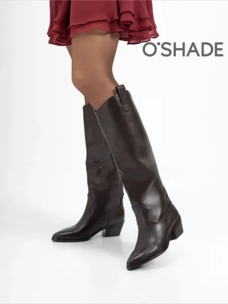 O`SHADE Сапоги казаки женские демисезонные коричневые