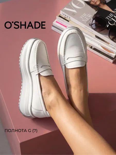 O`SHADE Мокасины женские летние кожаные на платформе