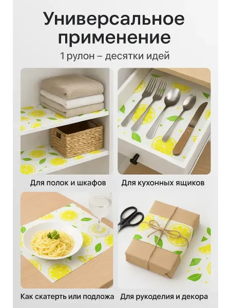 Муни Коврик в кухонный ящик и шкаф для холодильника рулон