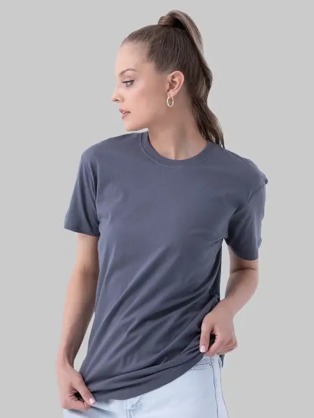 Sharp&Cut Футболка женская серая базовая однотонная хлопок оверсайз
