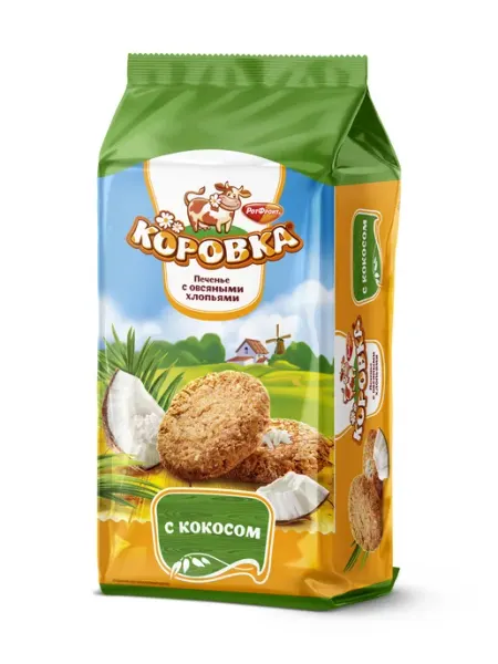 Коровка Печенье с овсяными хлопьями и кокосом, сдобное